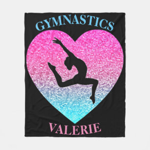 Gymnastics Leap Fleece Blanket w/ Name