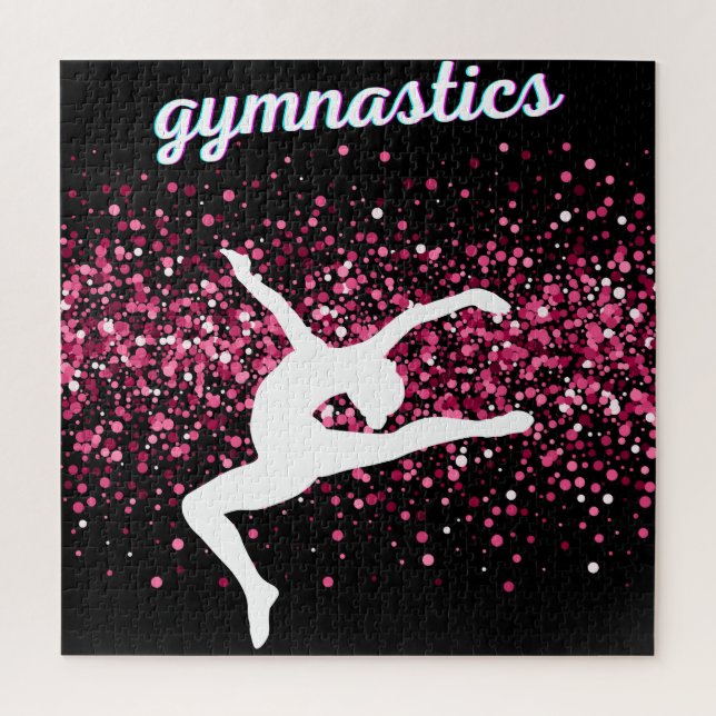 Gymnastics Leap Pink Glitter Jigsaw Puzzle (Vertical)