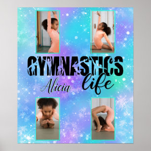 Gymnastics Life Pastel Personalised Name & 4 Photo Poster