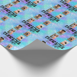 Gymnastics Life Pastel Personalised Name & 4 Photo Wrapping Paper
