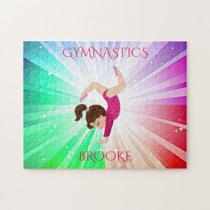 " GYMNASTICS" lights puzzle with gymnast.
