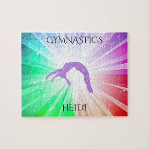 " GYMNASTICS" lights puzzle with gymnast.