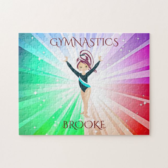 " GYMNASTICS" lights puzzle with gymnast. (Horizontal)