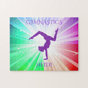 " GYMNASTICS" lights puzzle with gymnast.