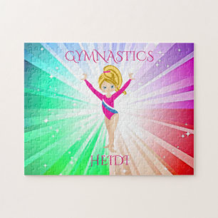 " GYMNASTICS" lights puzzle with gymnast.