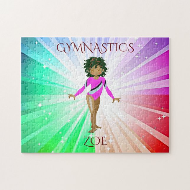 " GYMNASTICS" lights puzzle with gymnast. (Horizontal)