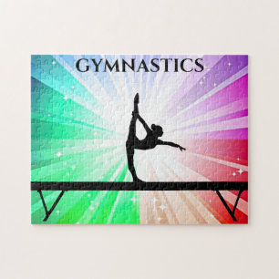 "Gymnastics lights puzzle with gymnast on beam.