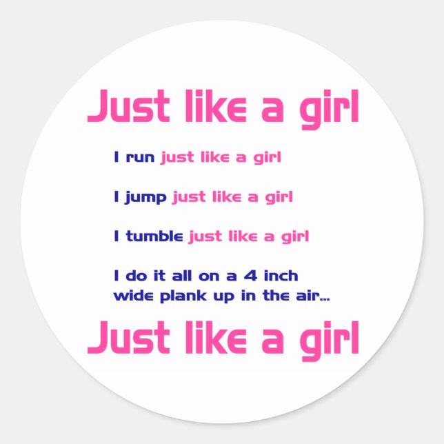 Gymnastics Like a Girl Classic Round Sticker (Front)