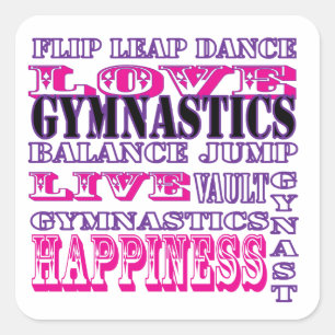 Gymnastics Live, Love, Happiness Apparel for Girls Square Sticker