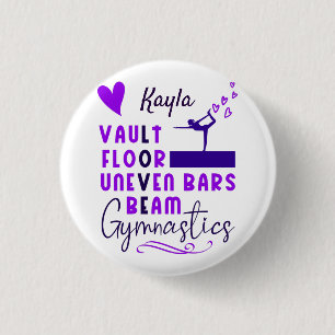 Gymnastics Love Vault Floor Uneven Bars Beam 3 Cm Round Badge