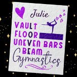 Gymnastics Love Vault Floor Uneven Bars Beam  Jigsaw Puzzle<br><div class="desc">Gymnastics Love Vault Floor Uneven Bars Beam designed for girls who love being a gymnast! Custom made with her name!</div>
