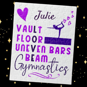Gymnastics Love Vault Floor Uneven Bars Beam Jigsaw Puzzle