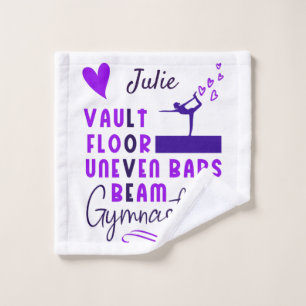 Gymnastics Love Vault Floor Uneven Bars Beam   Wash Cloth