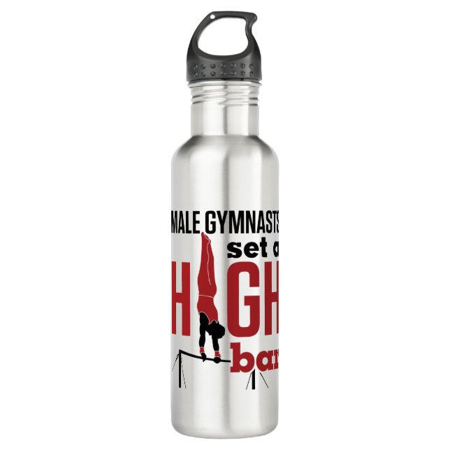 Gymnastics Men Boys Male Gymnasts Set a High Bar 710 Ml Water Bottle (Front)