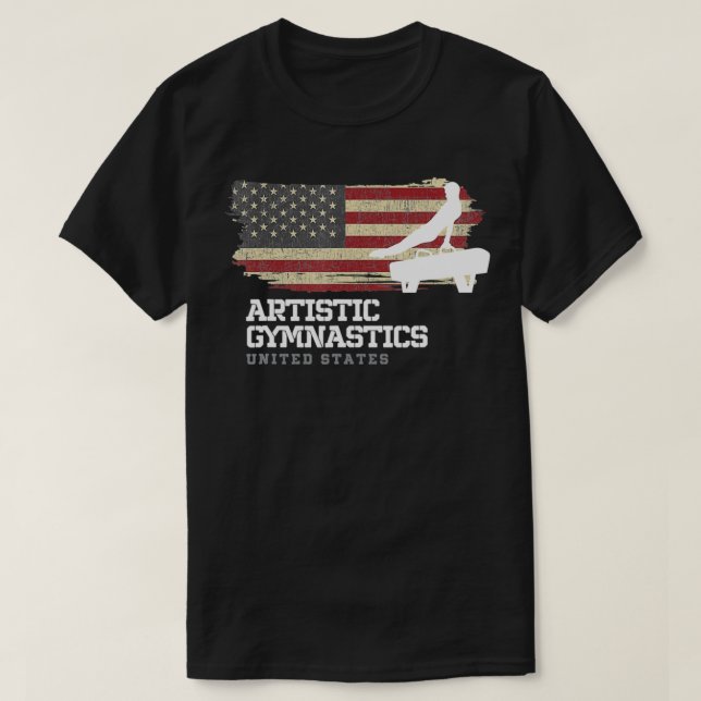 Gymnastics Mens Gymnast American Flag Artistic Gym T-Shirt (Design Front)