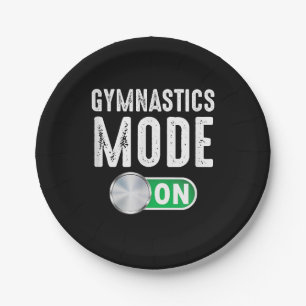 Gymnastics Mode On Cool Gymnast Athlete Coach Paper Plate