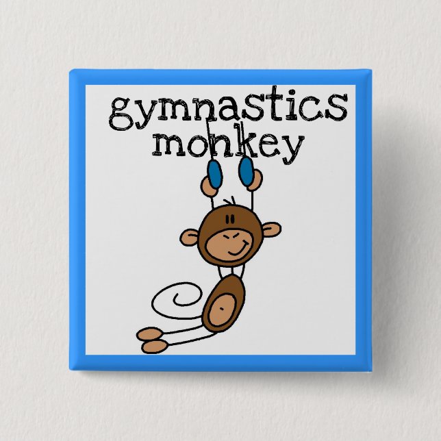 Gymnastics Monkey 15 Cm Square Badge (Front)