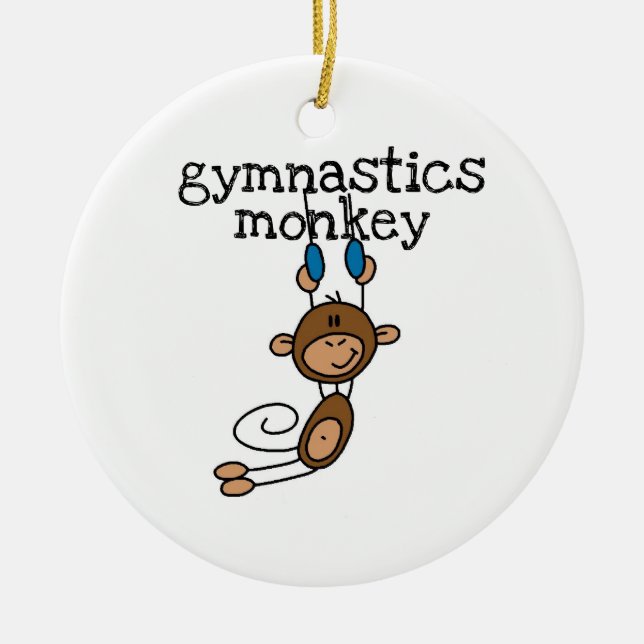 Gymnastics Monkey Ceramic Tree Decoration (Front)