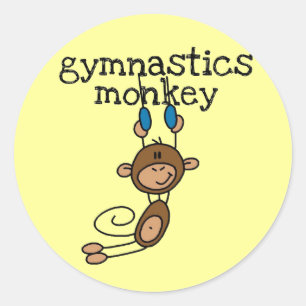 Gymnastics Monkey Classic Round Sticker