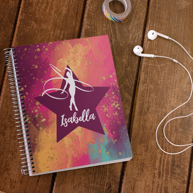 Gymnastics Monogram Name Gold Glitter  Notebook (Creator Uploaded)