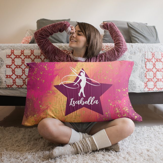 Gymnastics Monogram Name Gold Glitter  Pillowcase (Creator Uploaded)