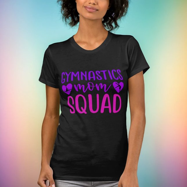 Gymnastics Mum Squad Quote w/ Pink and Purple Text T-Shirt (Creator Uploaded)