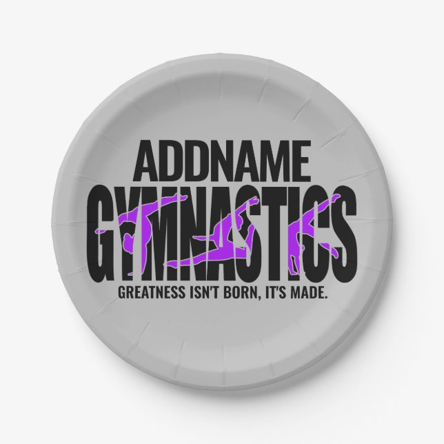 Gymnastics NAME Acrobatic Team Handspring Gymnast  Paper Plate (Front)