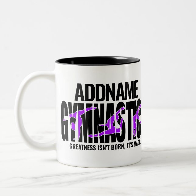 Gymnastics NAME Acrobatic Team Handspring Gymnast  Two-Tone Coffee Mug (Left)