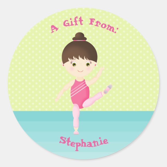Gymnastics Party Classic Round Sticker (Front)
