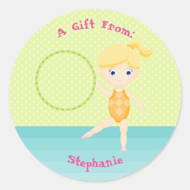 Gymnastics Party Classic Round Sticker (Front)