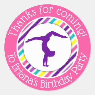 Gymnastics Party Favour Sticker for a Girl