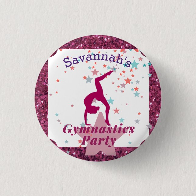 Gymnastics Party Glitter & Stars    3 Cm Round Badge (Front)