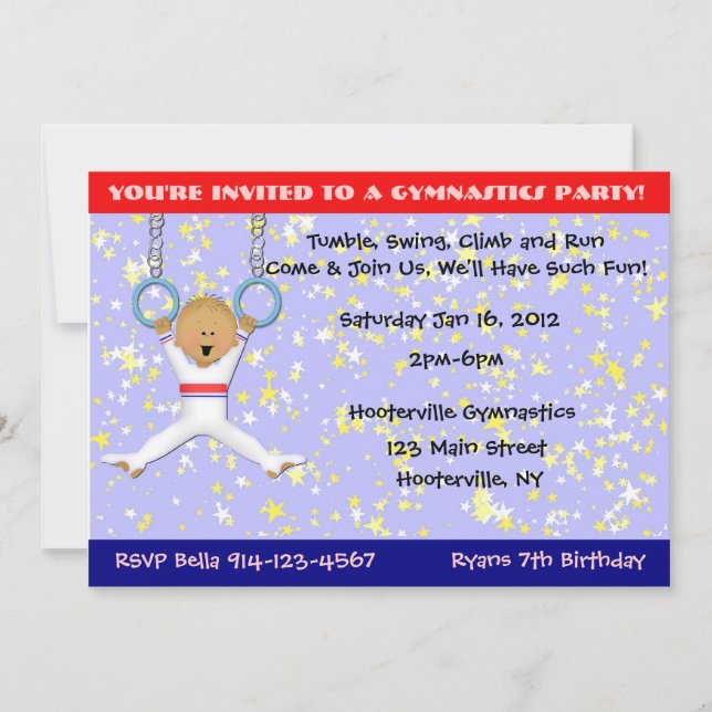Gymnastics Party Invitation (Front)
