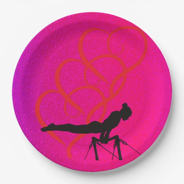 Gymnastics party plates for girl's. (Front)