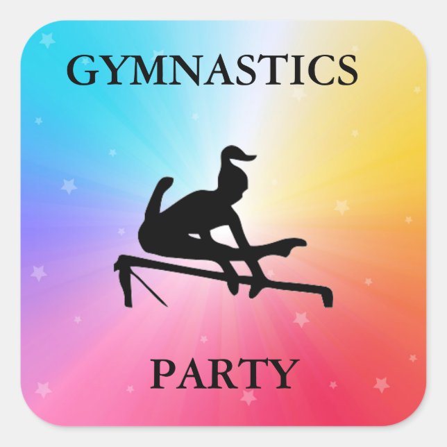 GYMNASTICS PARTY SQUARE STICKERS (Front)
