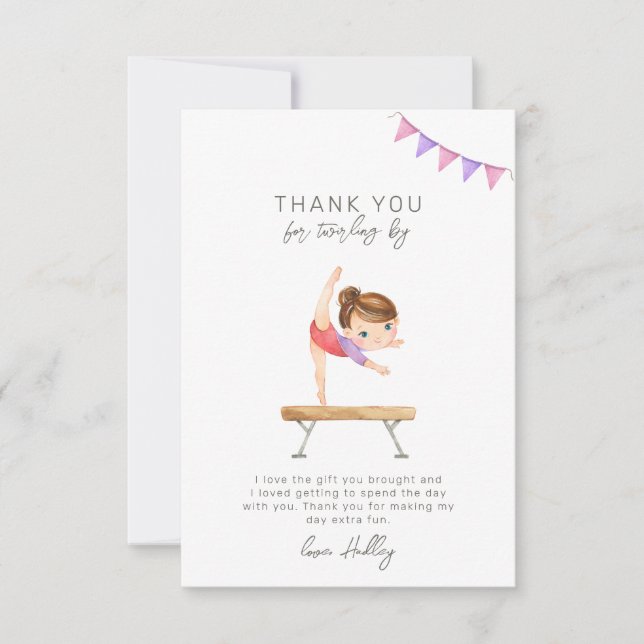 Gymnastics Party Thank You Card (Front)