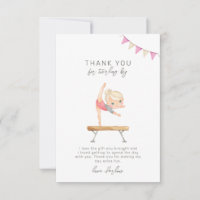 Gymnastics Party Thank You Card