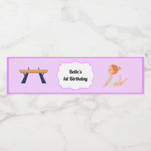 Gymnastics Party Water Bottle Label