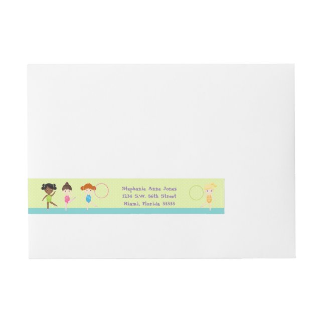 Gymnastics Party Wraparound Address Label (Front)