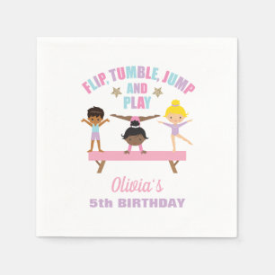 Gymnastics pastel birthday napkin