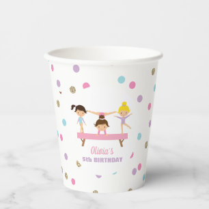 Gymnastics pastel birthday paper cups