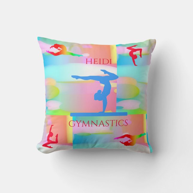 GYMNASTICS pastel camouflage throw pillow. Cushion (Front)