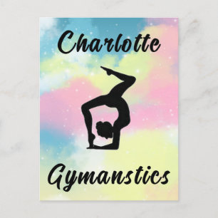 Gymnastics Pastel Pink Blue Yellow Personalised Postcard