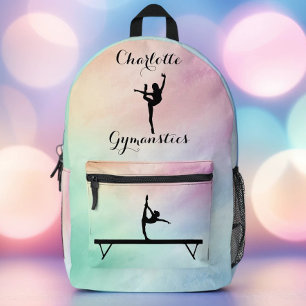 Gymnastics Pastel Purple Green Personalised Printed Backpack