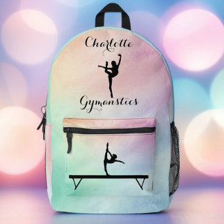 Gymnastics Pastel Purple Green Personalised Printed Backpack