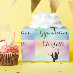 Gymnastics Pastel Purple Green Personalised Wrapping Paper