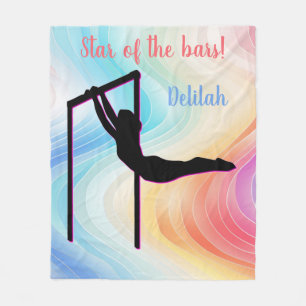 Gymnastics Pastel Star of the Bars Personalised Fleece Blanket