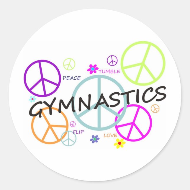 Gymnastics Peace Signs Classic Round Sticker (Front)