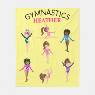 Gymnastics personalised 7 gymnast kids blanket. fl fleece blanket