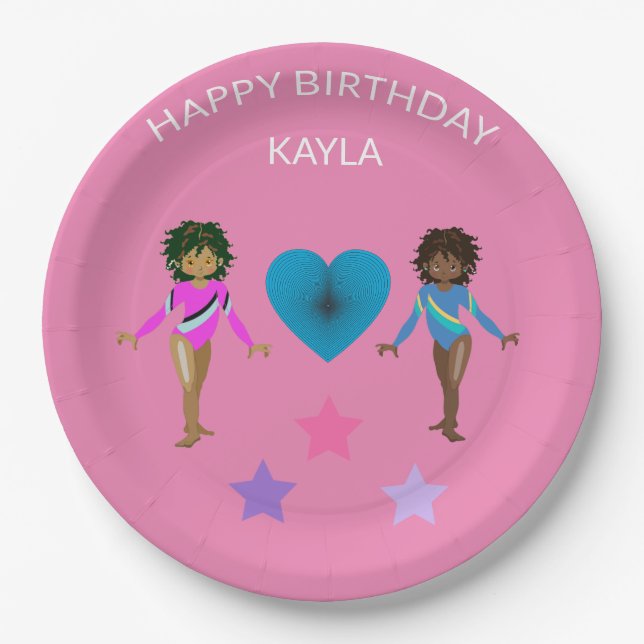 Gymnastics personalised BIRTHDAY PAPER PLATES (Front)